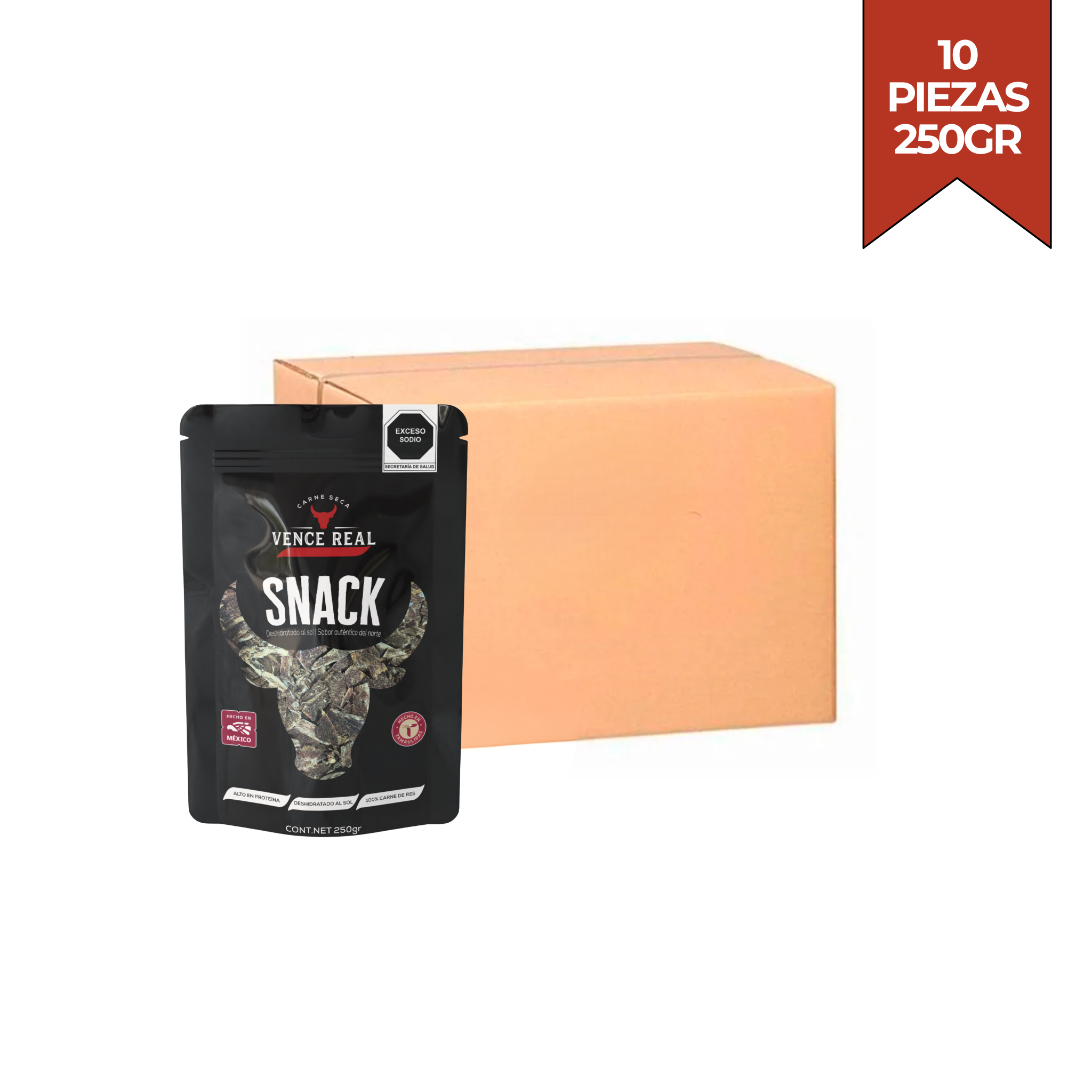 Caja de Carne Seca Snack (10 piezas de 250g)