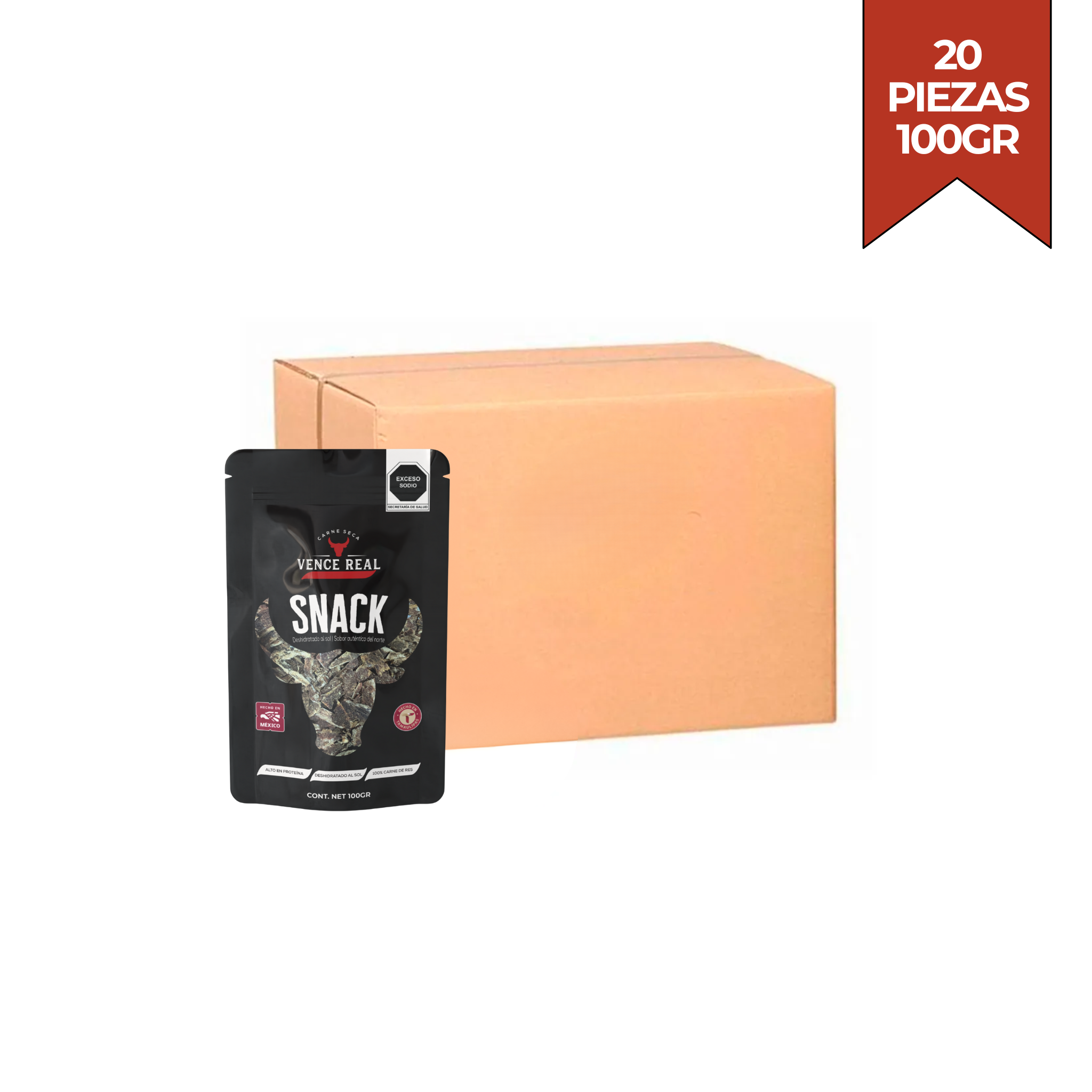 Caja de Carne Seca Snack (20 piezas de 100g)