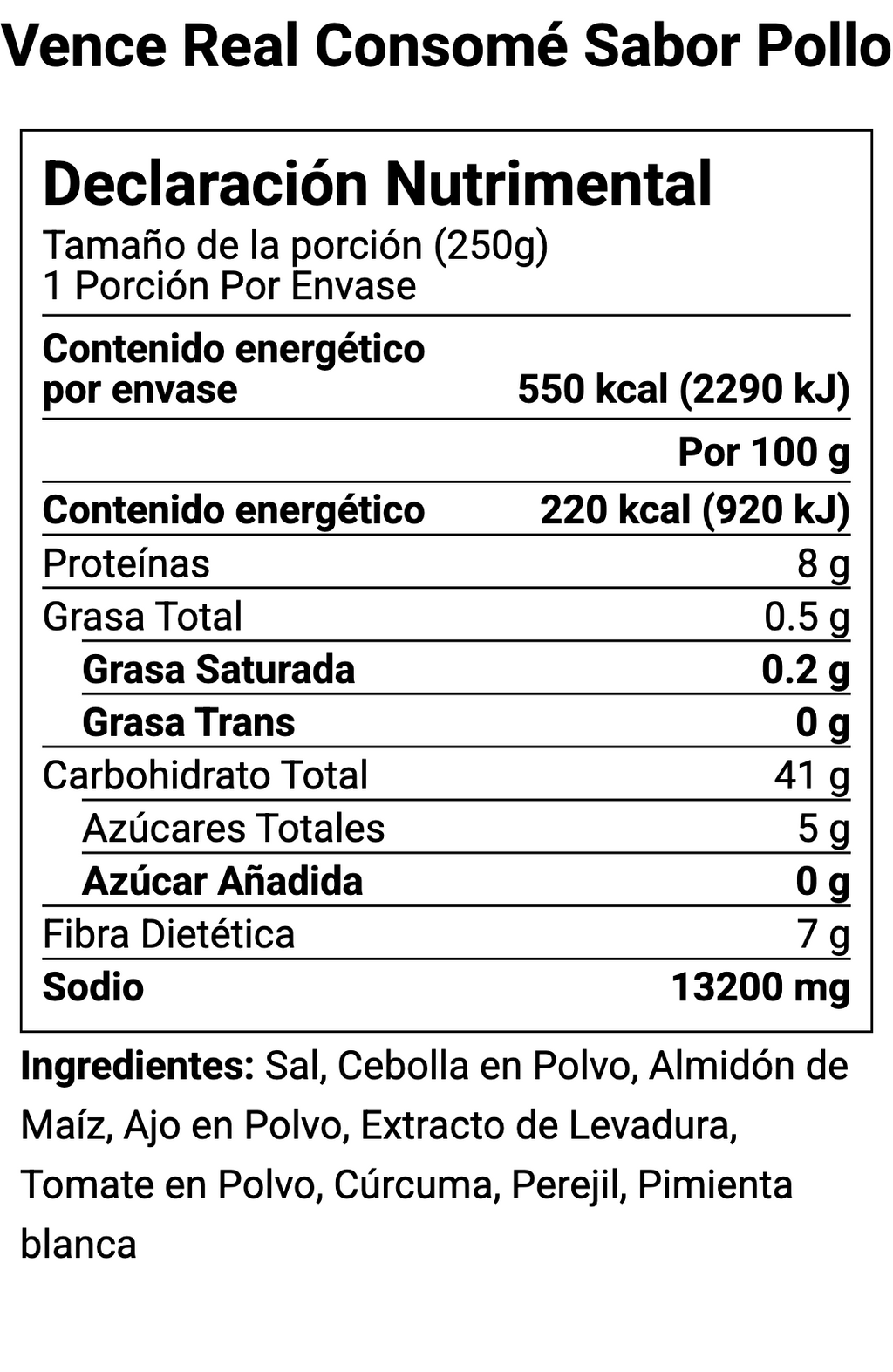 Vence Real Consomé de Pollo 250 g