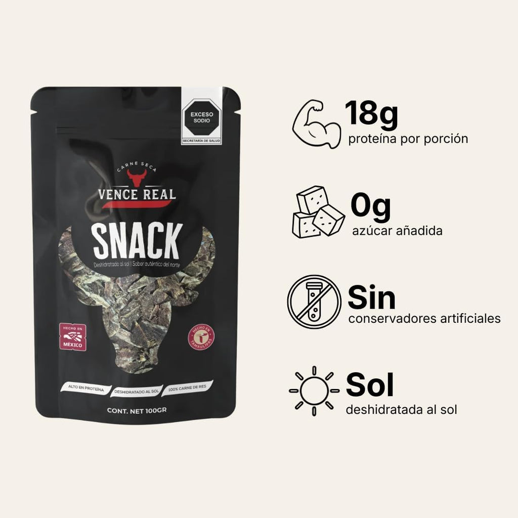 Carne Seca de Res en Trozos Vence Real | Botana Artesanal Alta en Proteína | 50g, 100g y 250g