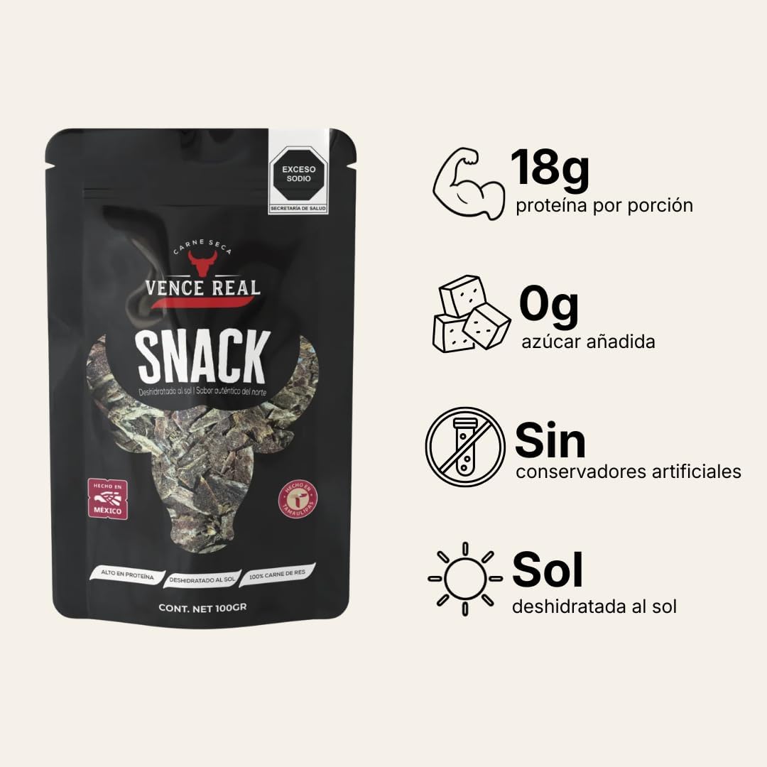 Carne Seca de Res en Trozos Vence Real | Botana Artesanal Alta en Proteína | 50g, 100g y 250g