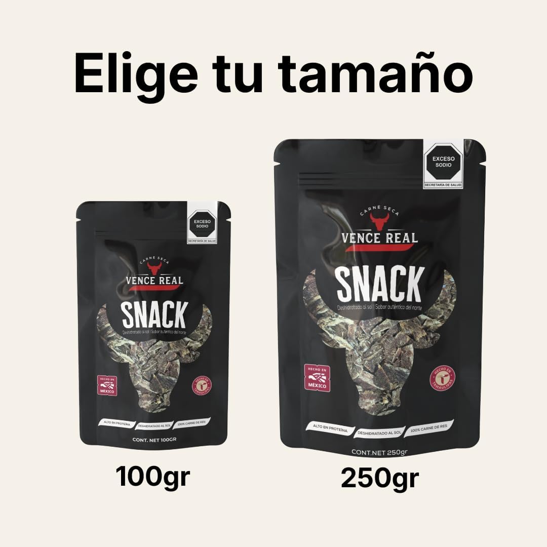Carne Seca de Res en Trozos Vence Real | Botana Artesanal Alta en Proteína | 50g, 100g y 250g